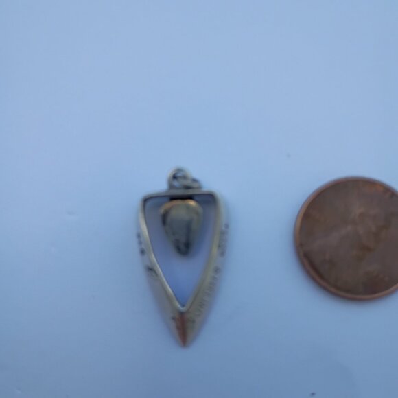 Vintage Taxco Native American Silver and Turquoise Pendant - Stamped - Picture 3 of 7